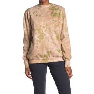 AFRM Munroe Printed TieDye Crewneck Long Sleeve Sweatshirt in Blush Olive Size S